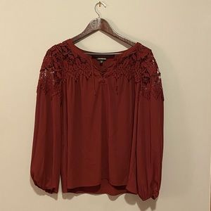 Express Women’s Burgundy Long-Sleeve Top